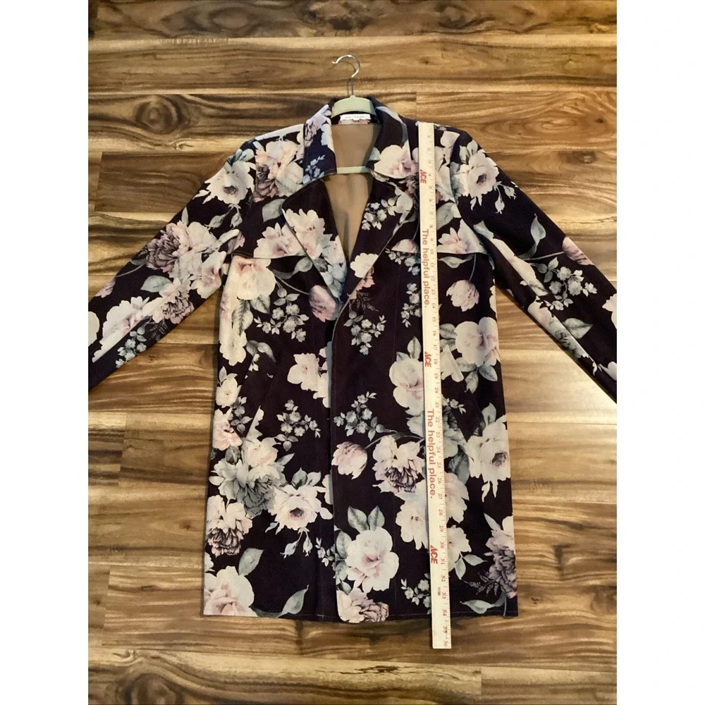 Anthropologie Solitaire Open Blazer Jacket Cozy Brown Floral Size Large - Picture 4 of 6